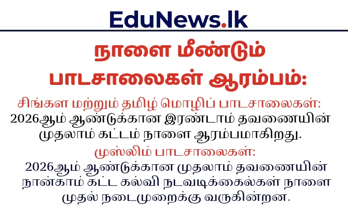 நாளை மீண்டும் திறக்கப்படுகின்றன பாடசாலைகள்: கல்வி அமைச்சு அறிவிப்பு